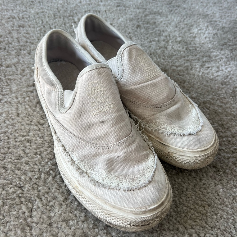 Adidas Men's White/Tan Slip-On Shoes